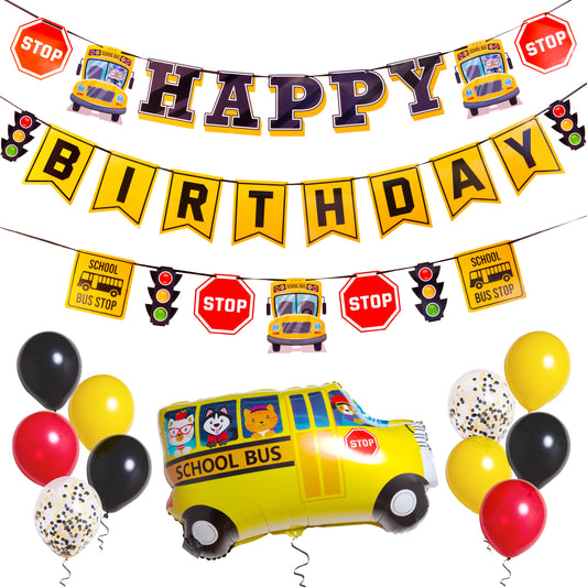 Pirese Wheels On The Bus Birthday Decorations, School Bus Decorations