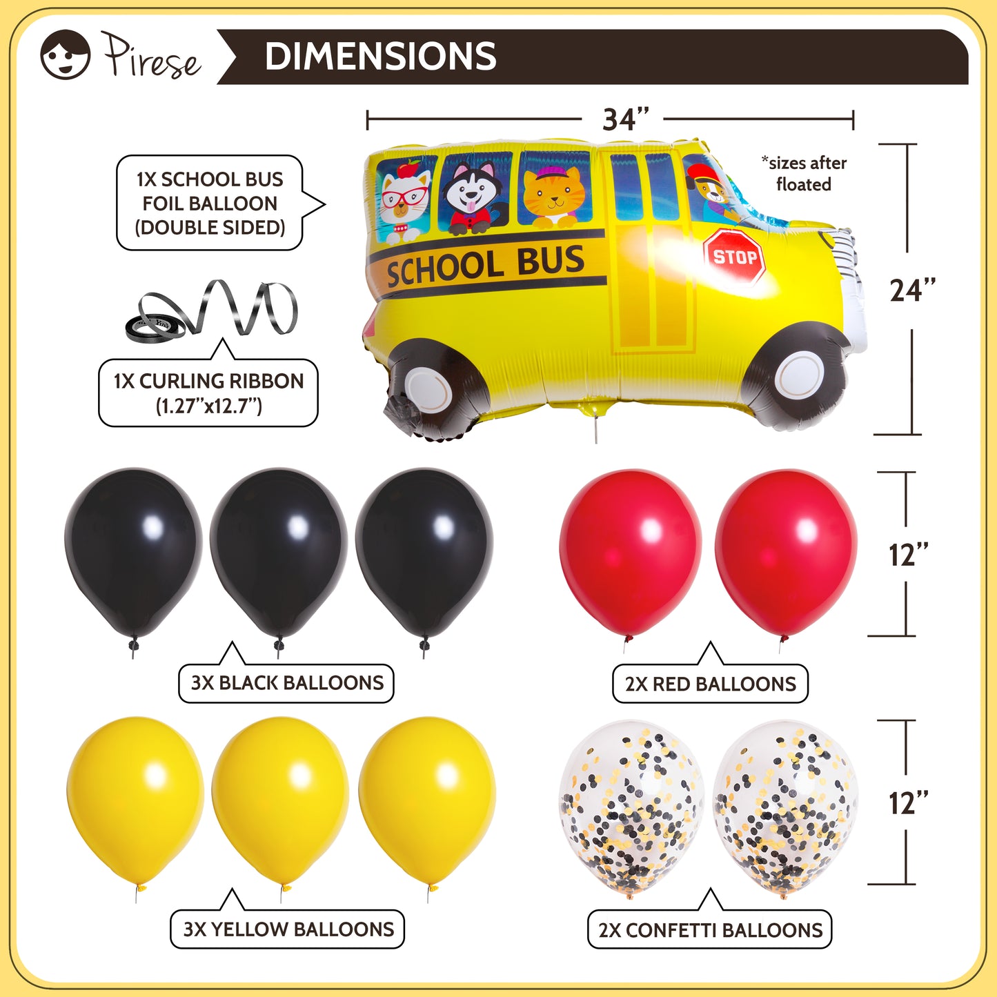 Pirese Wheels On The Bus Birthday Decorations, School Bus Decorations