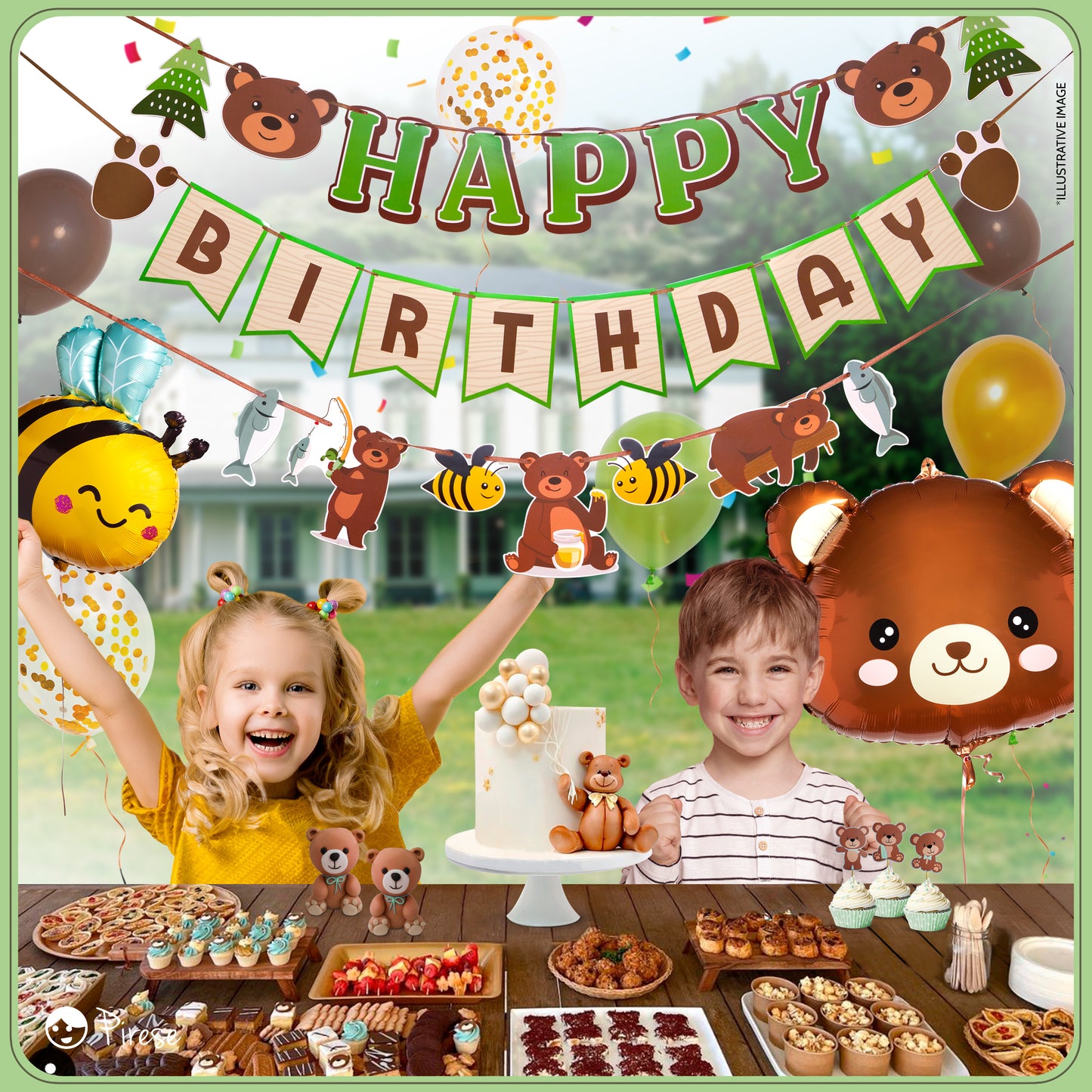 Pirese Teddy Bear Birthday Decorations