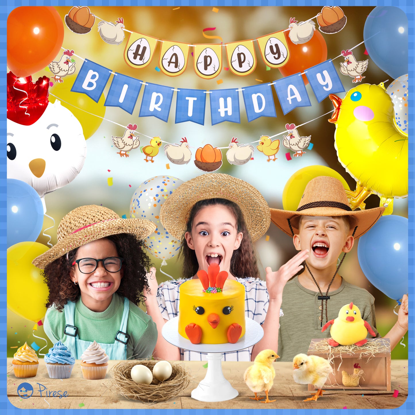 Pirese Chicken Birthday Decorations, Chicken Party Decorations
