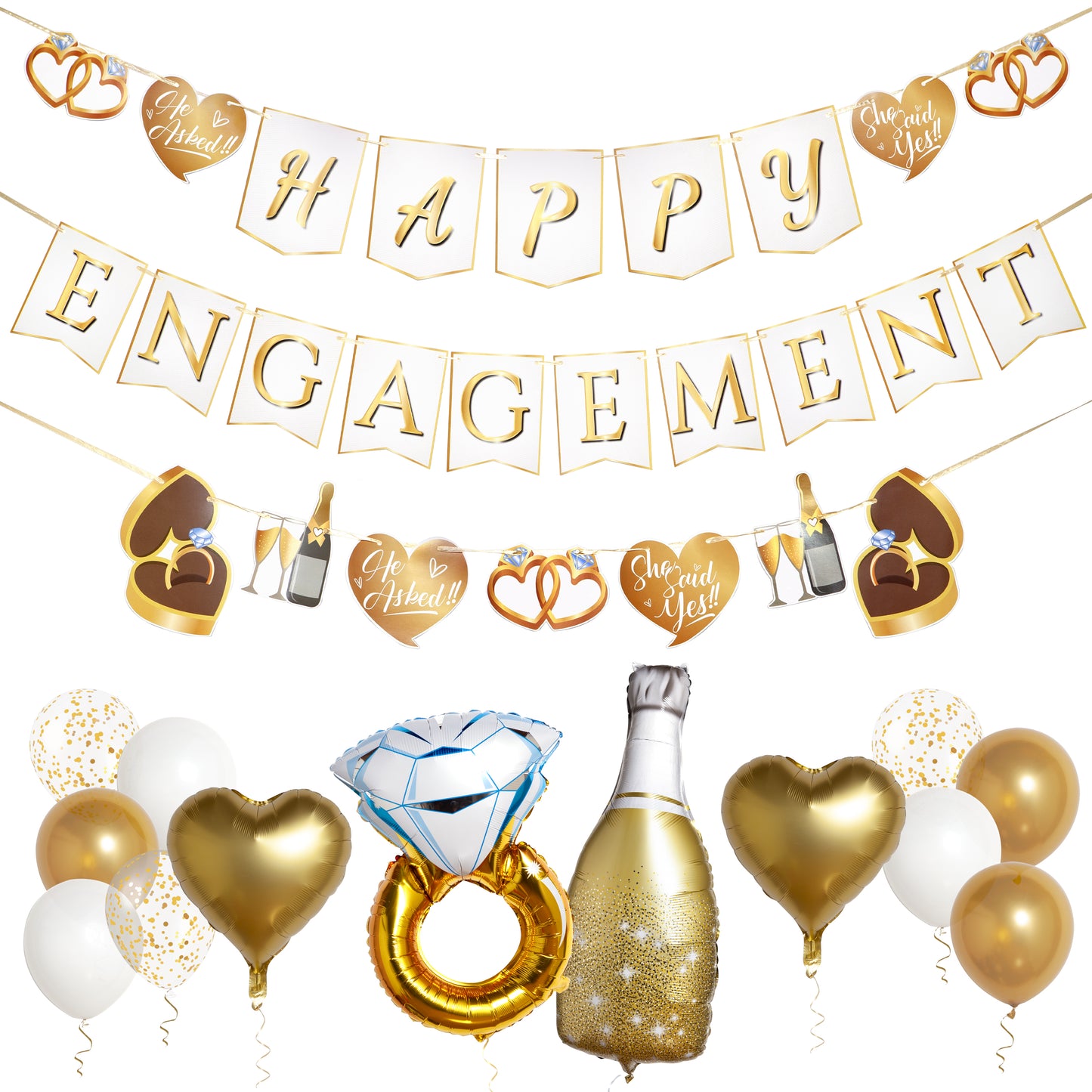 Pirese Happy Engagement Banner, Just Engaged Banner, Happy Engagement Party Decorations