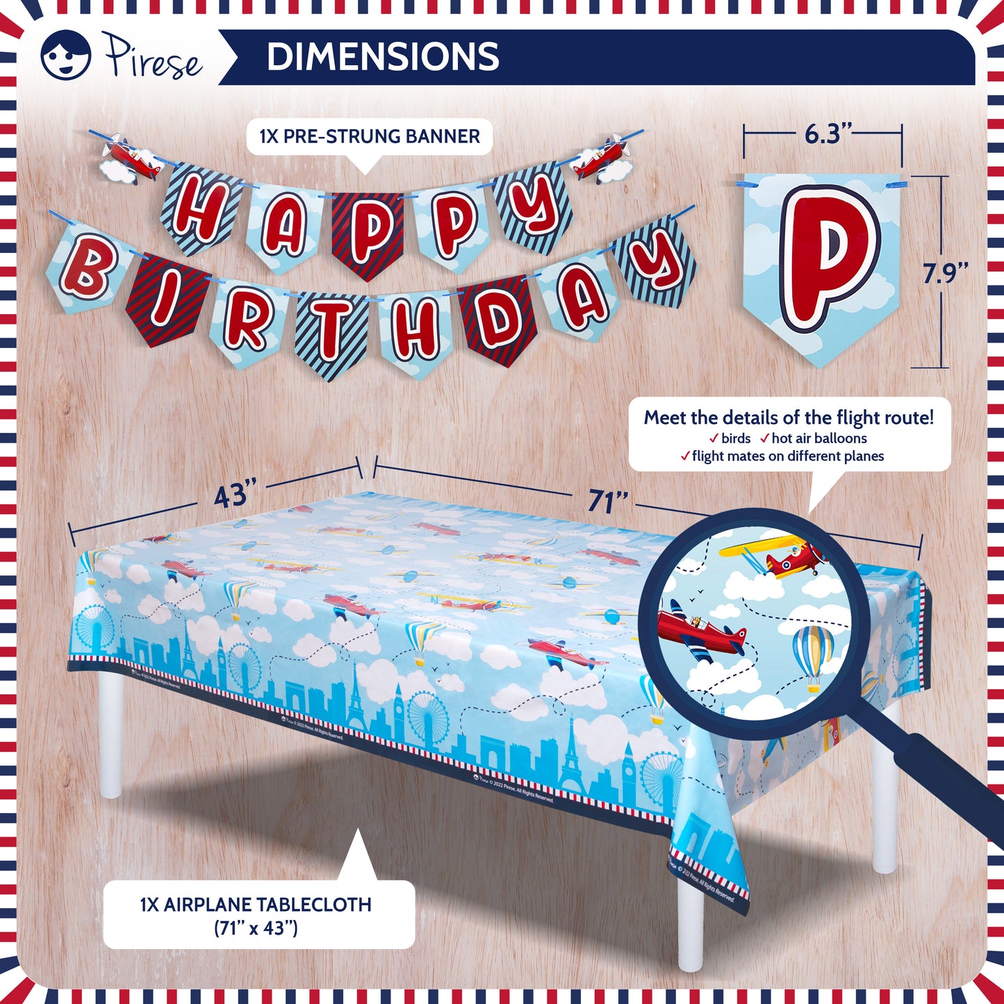 Pirese Airplane Birthday Decorations and Supplies Kit