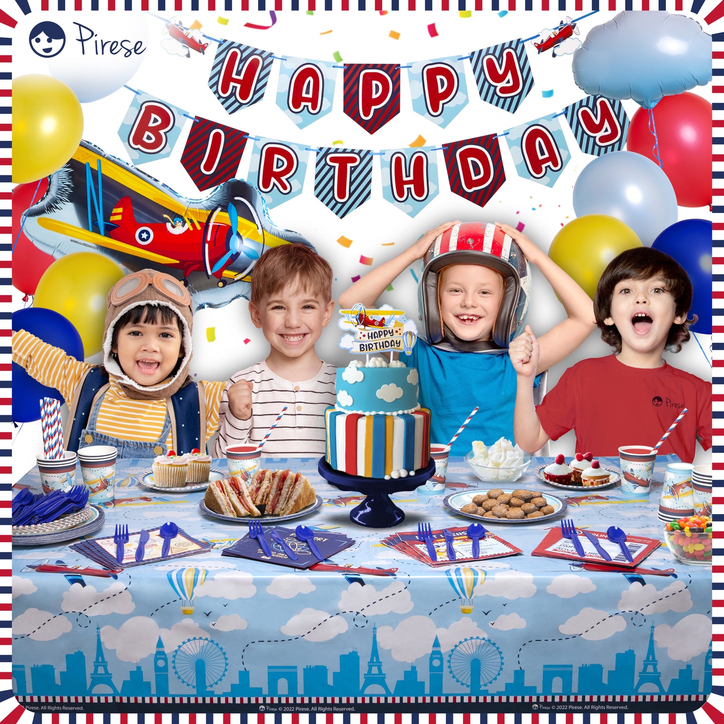Pirese Airplane Birthday Decorations and Supplies Kit