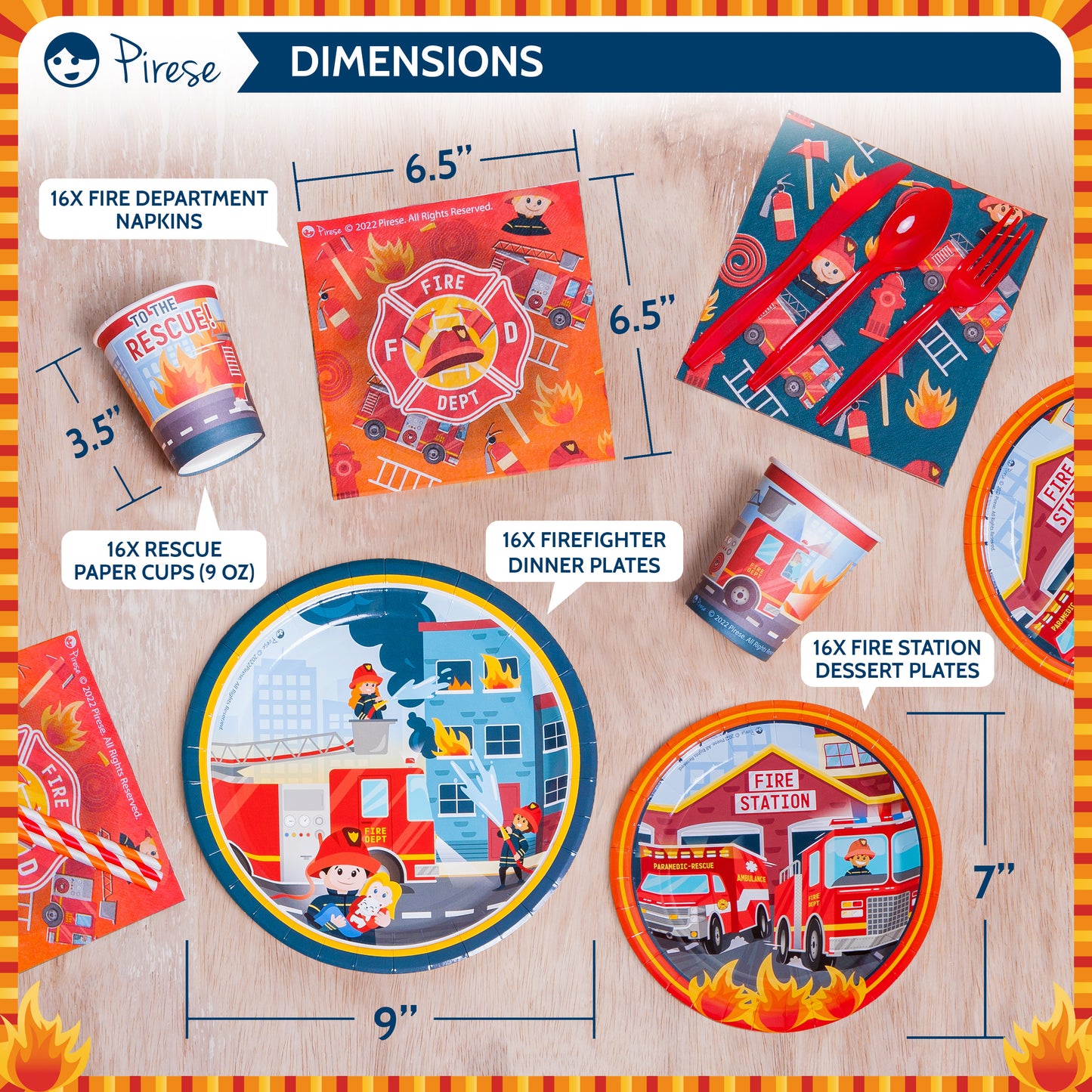 Pirese Fire Truck Birthday Party Supplies