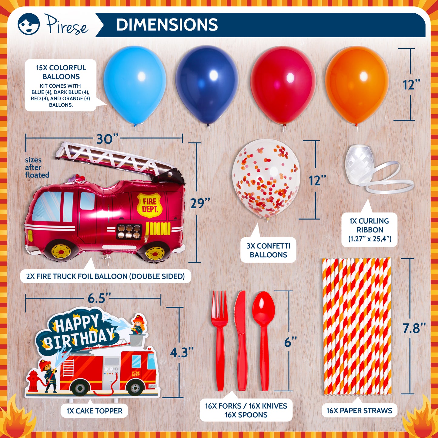 Pirese Fire Truck Birthday Party Supplies