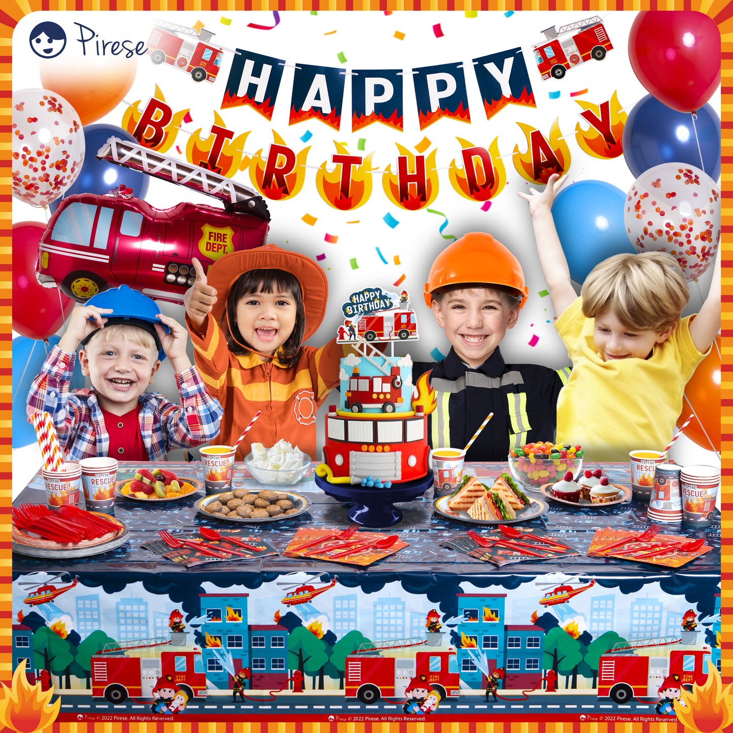 Pirese Fire Truck Birthday Party Supplies