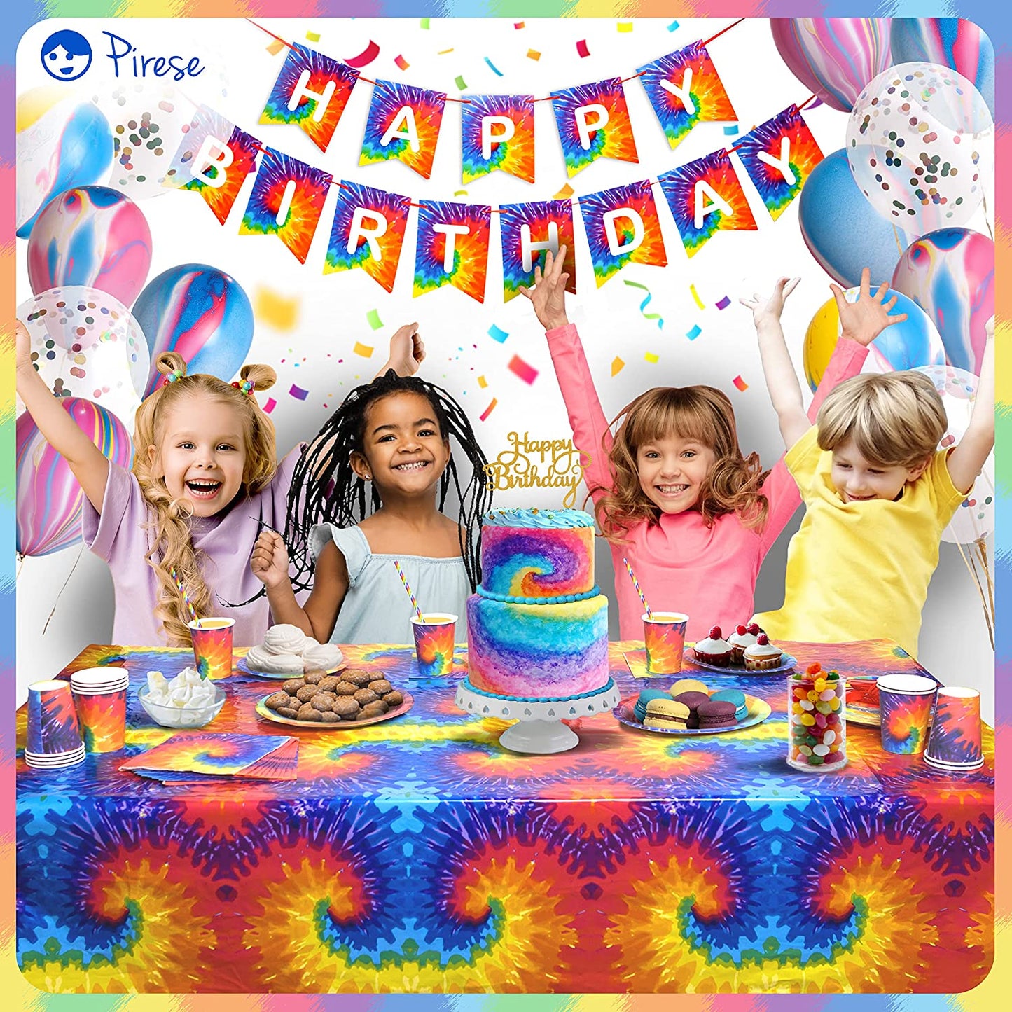 Pirese Tie Dye Birthday Party Supplies