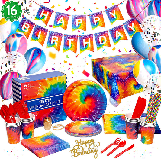 Pirese Tie Dye Birthday Party Supplies
