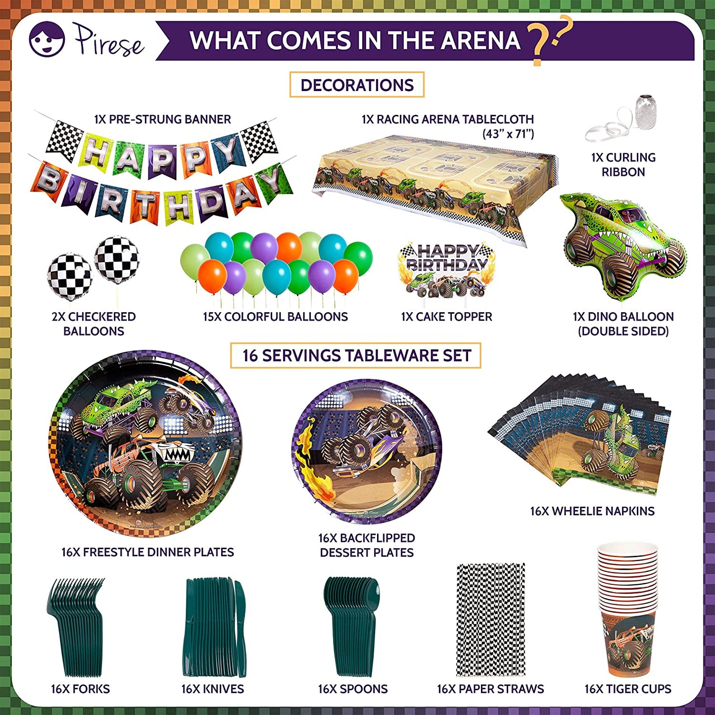 Pirese Monster Truck Birthday Party Supplies