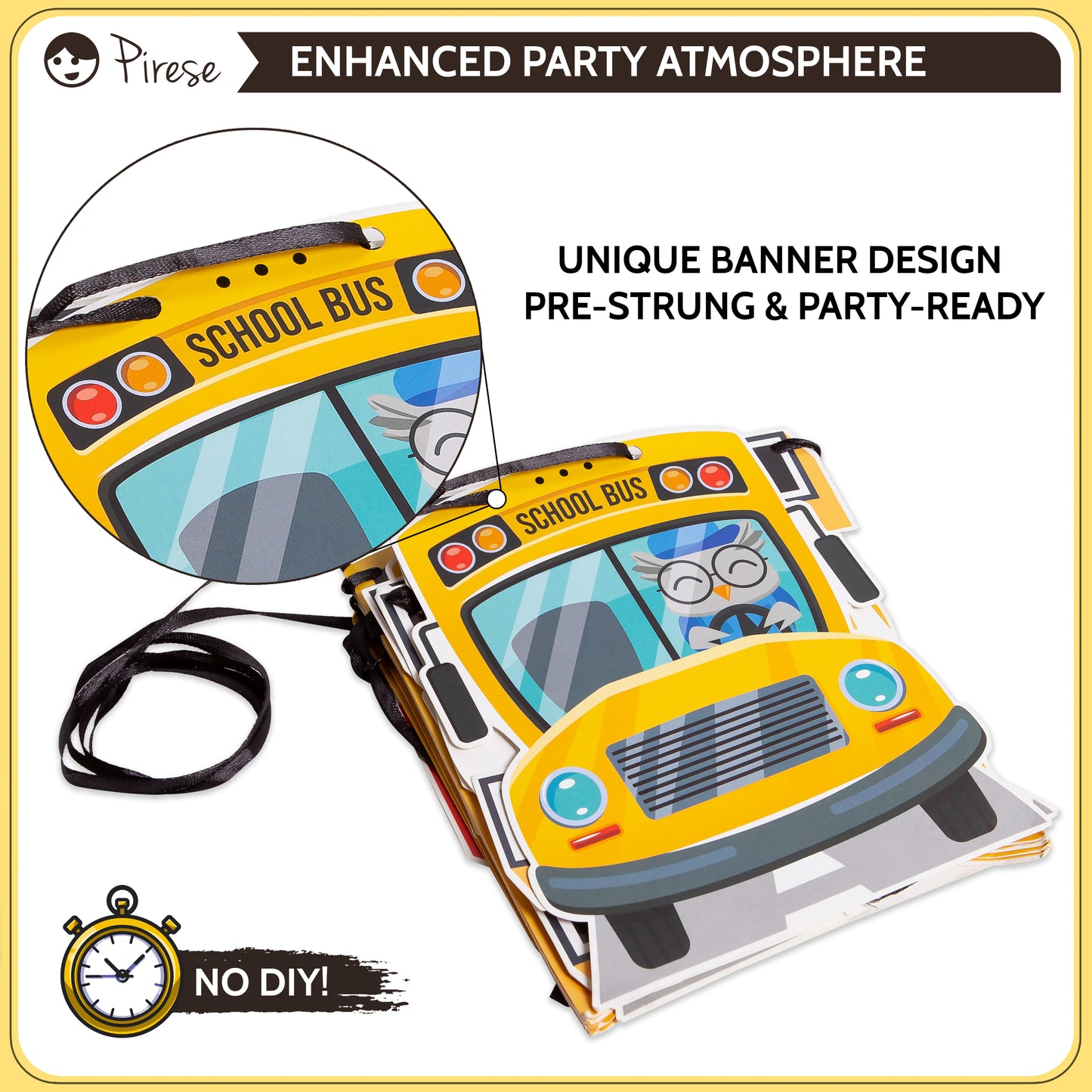 Pirese Wheels On The Bus Birthday Decorations, School Bus Decorations