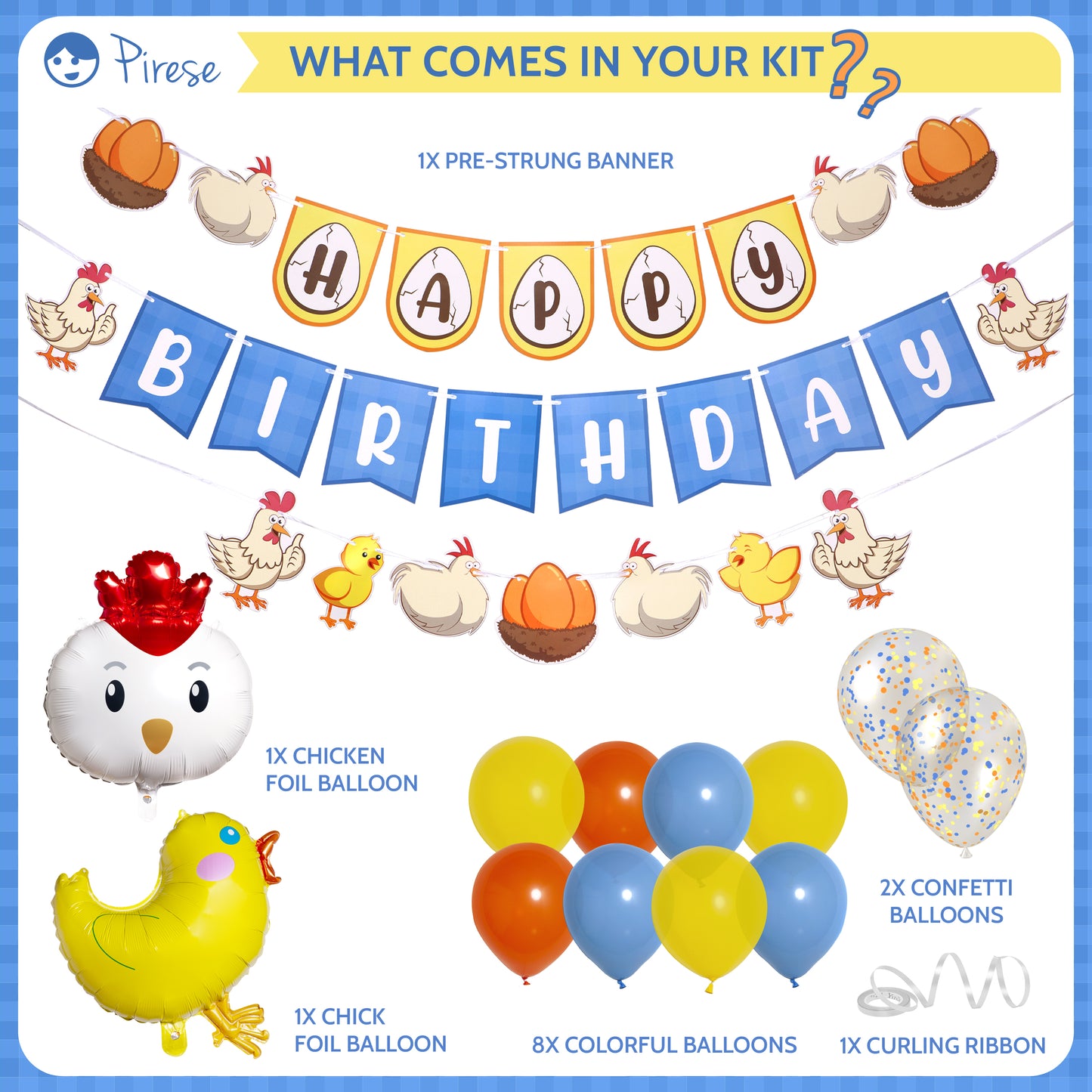 Pirese Chicken Birthday Decorations, Chicken Party Decorations