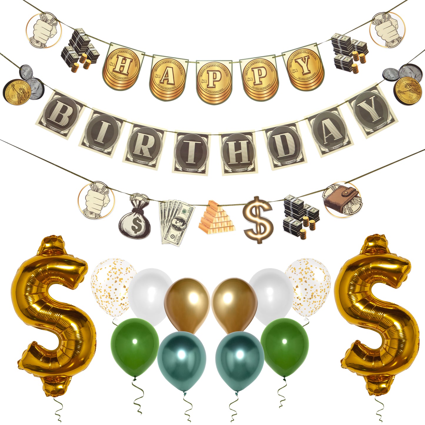 Money Happy Birthday Banner, Money Birthday Decorations, Money Party Decorations