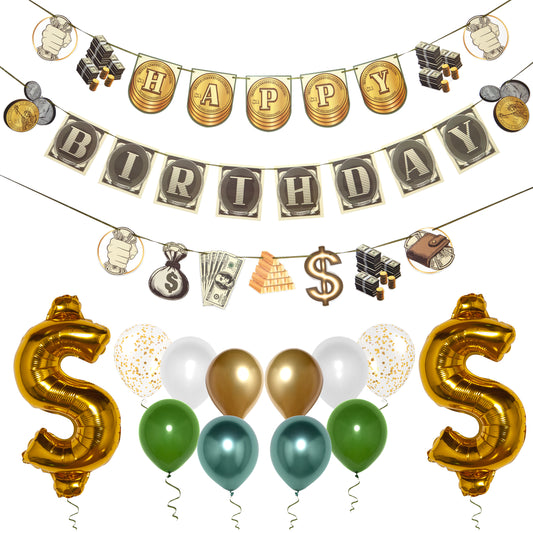 Money Happy Birthday Banner, Money Birthday Decorations, Money Party Decorations