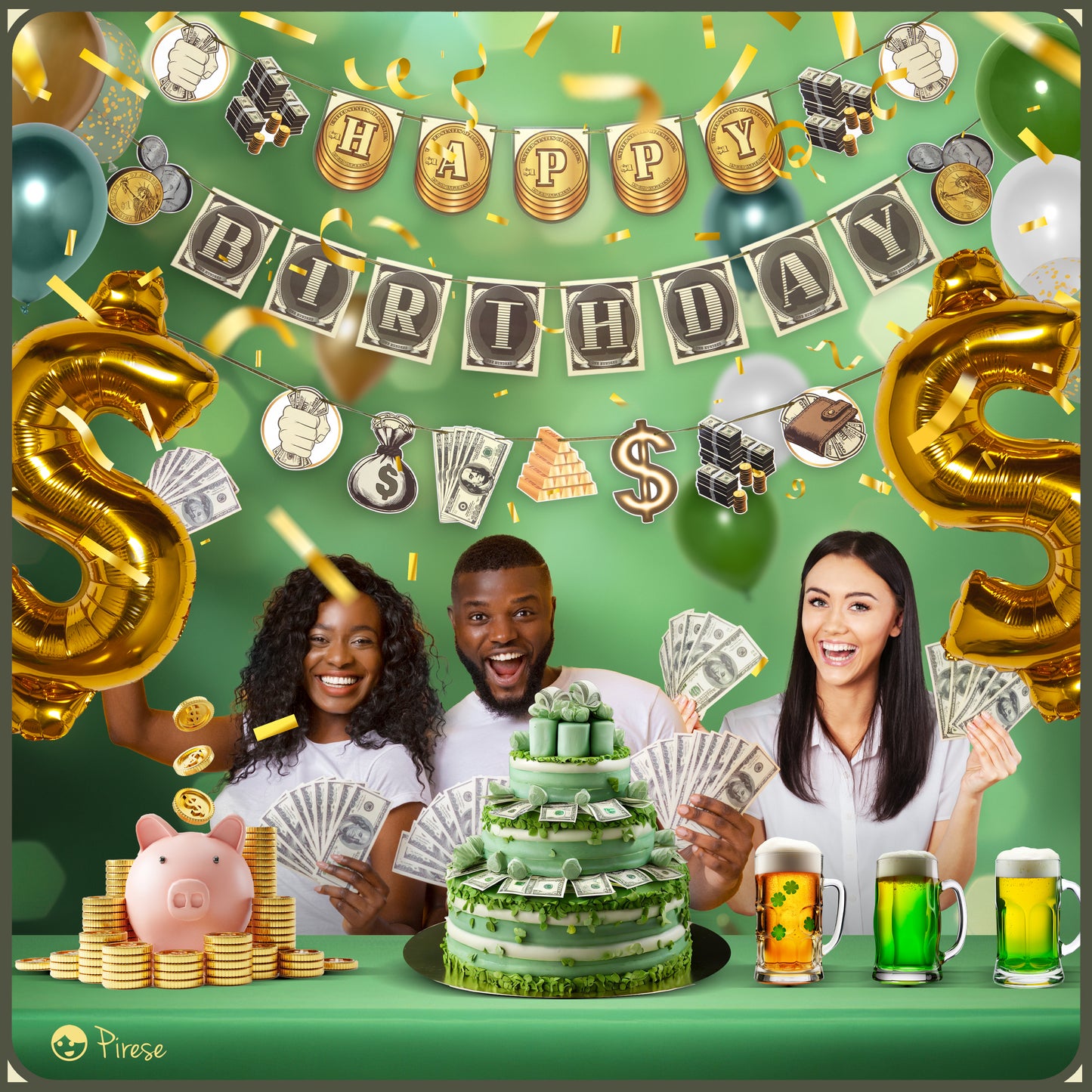 Money Happy Birthday Banner, Money Birthday Decorations, Money Party Decorations