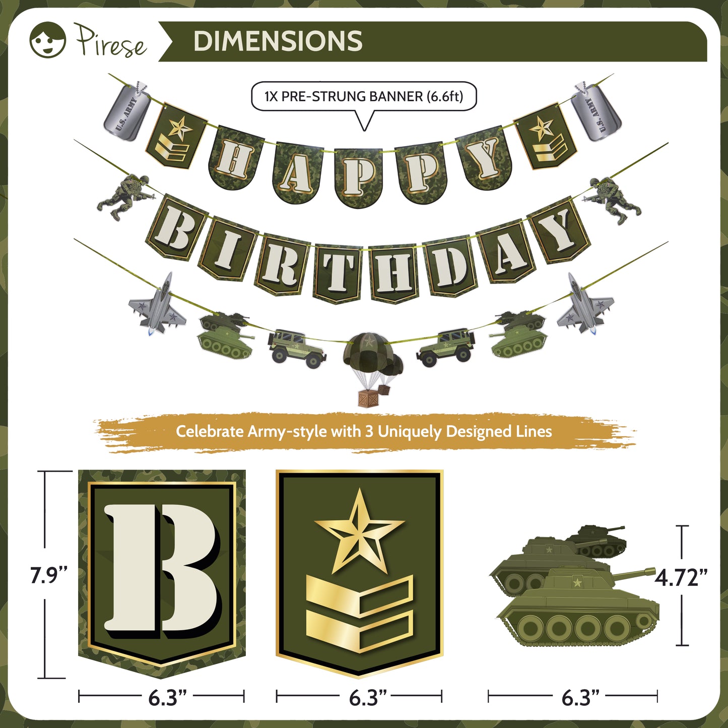 Army Happy Birthday Banner, Army Party Decorations for Boys, Camo Birthday Party Decorations | Camo Party Supplies