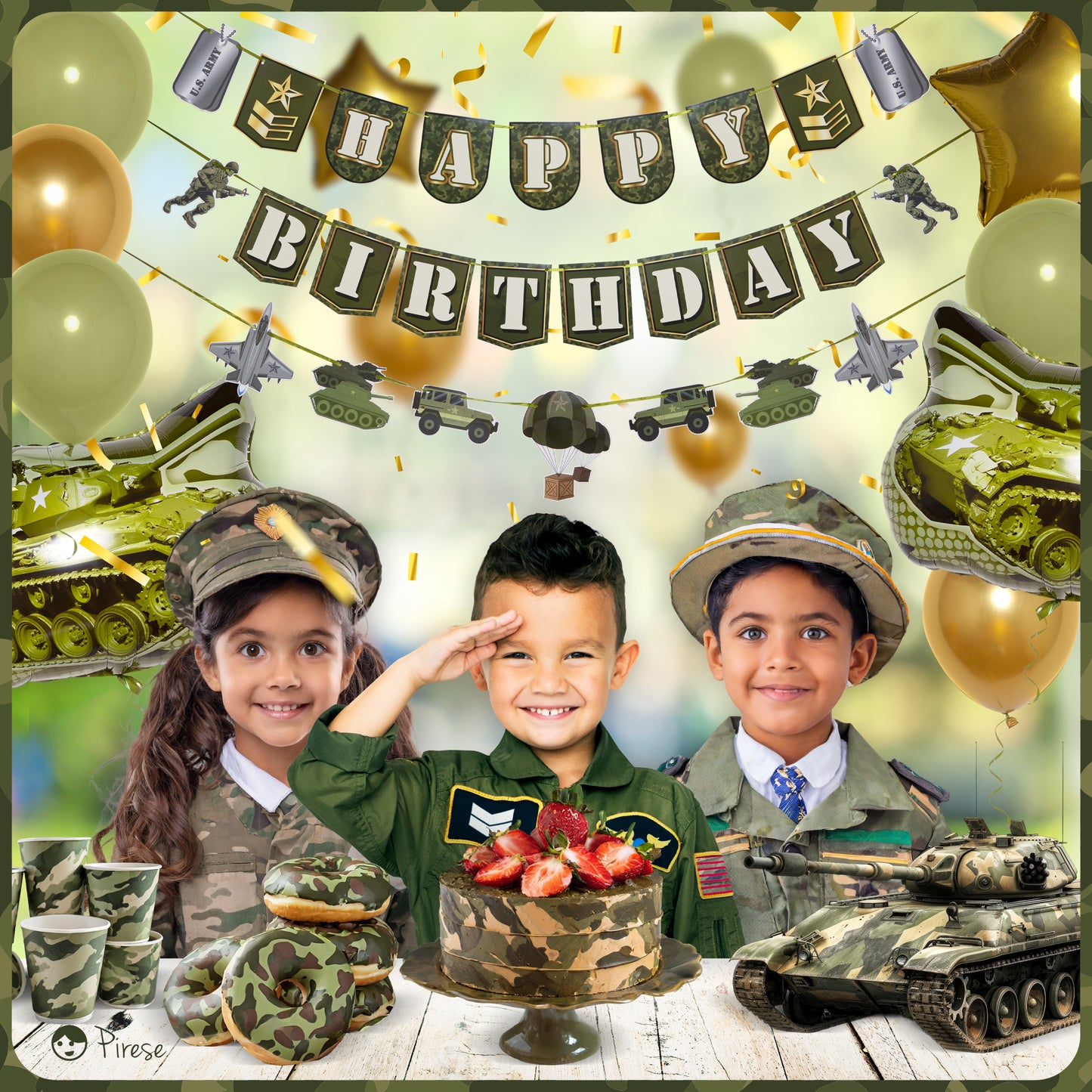 Army Happy Birthday Banner, Army Party Decorations for Boys, Camo Birthday Party Decorations | Camo Party Supplies