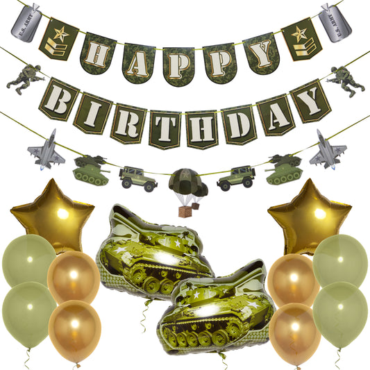 Army Happy Birthday Banner, Army Party Decorations for Boys, Camo Birthday Party Decorations | Camo Party Supplies