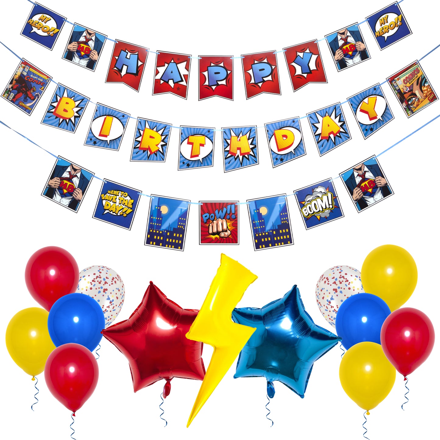 Superhero Birthday Decorations, Superhero Birthday Banner, Super Hero Party Decorations | Superhero Party Supplies