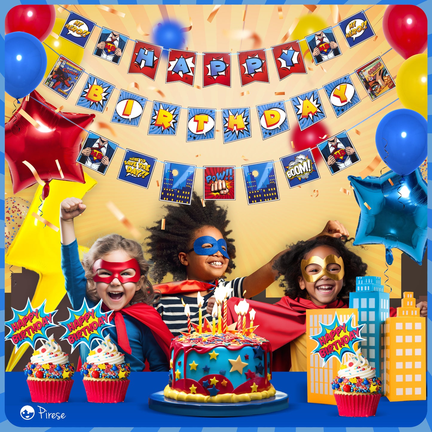 Superhero Birthday Decorations, Superhero Birthday Banner, Super Hero Party Decorations | Superhero Party Supplies