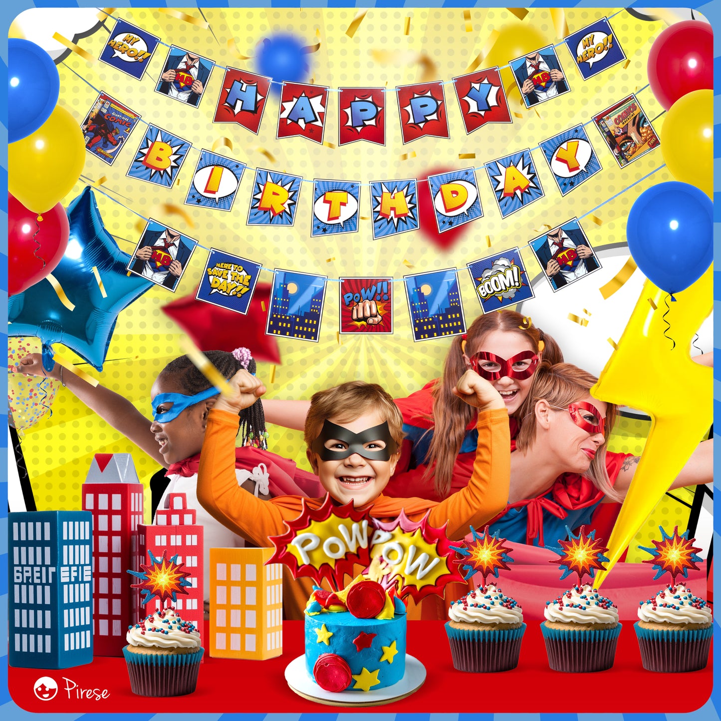 Superhero Birthday Decorations, Superhero Birthday Banner, Super Hero Party Decorations | Superhero Party Supplies