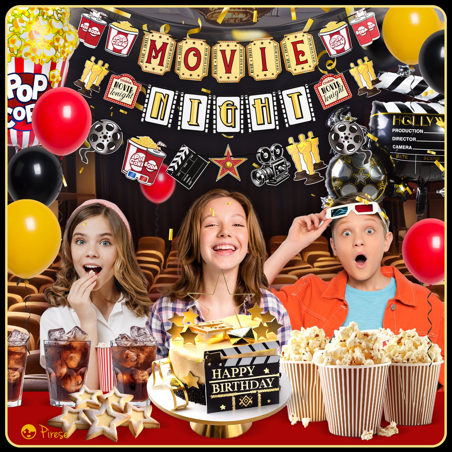 Movie Night Decorations, Movie Theme Party Decorations, Movie Night Party, Movie Party Decor | Hollywood Party