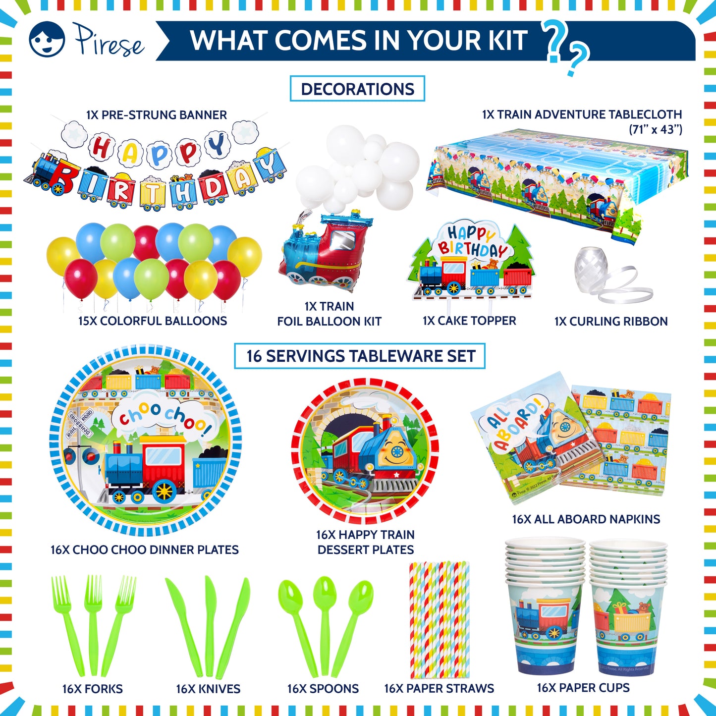 Pirese Train Birthday Party Supplies